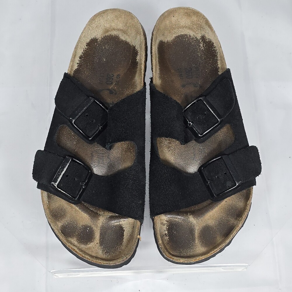 Birkenstock BETULA Arizona Black Suede Leather Slides 2 strap Sandals Women 40/9